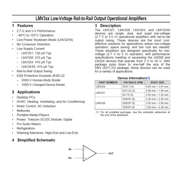 LMV321IDBVR General Purpose Amplifier With 1 Circuit Rail-To-Rail SOT-23-5