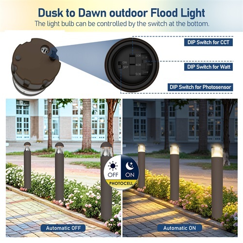 Modern Custom Landscape Bollard Light Waterproof Ip65 24W 3CCT Adjustable Outdoor Bollard Garden Light For Garden