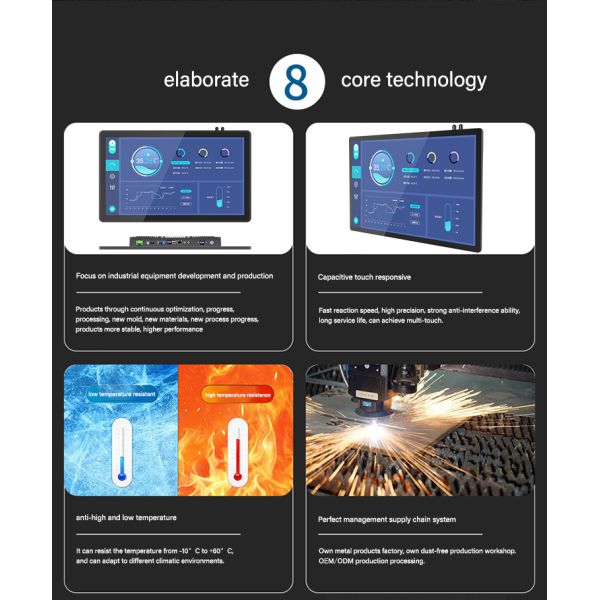 Wall Mount Android Industrial All-In-One PC Touch Screen Panel 10-Point Touch 1 Year Warranty Multi-size for Factory Automation