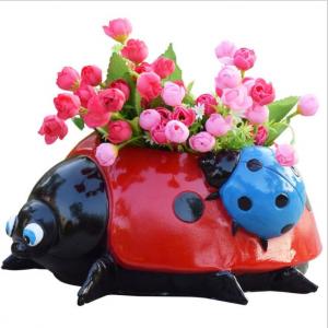 China polyresin Ladybug statue animal planter for garden decoration flower pot on sale