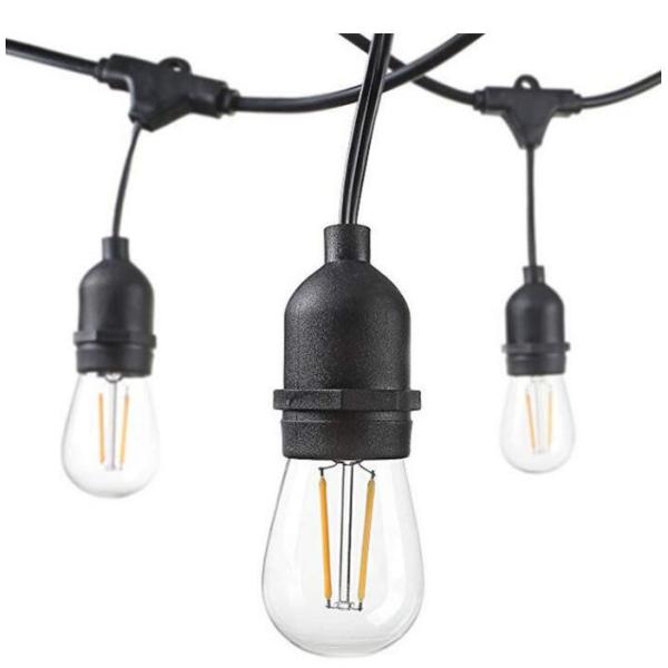 Durable 48 ft outdoor flexible led Light string Hanging E27 E26 Sockets waterproof belt clip Patio Lights
