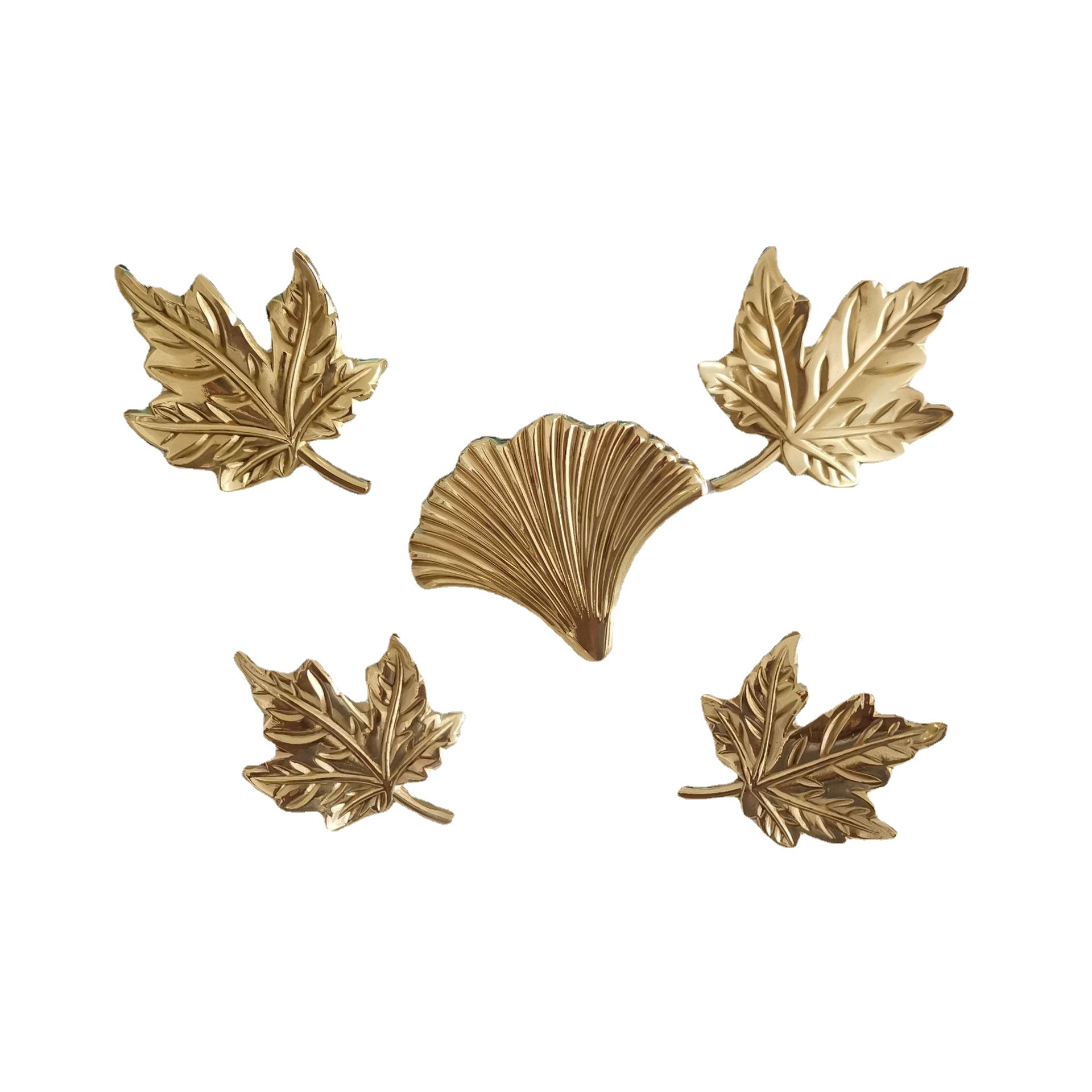 Solid Brass Gold Luxury Modern Wardrobe Handle Elegant Maple Leaf Design for Kitchen Dresser Bedroom Bathroom Exterior Hotel Use