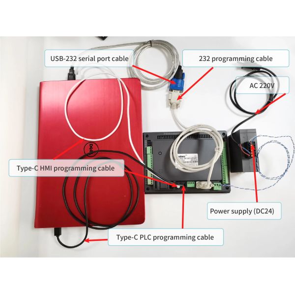 Coolmay 5 Inch HMI PLC All In One RS232 RS485 support Modbus RTU protocal Ethernet optional function plc controller programming plc with hmi touch
