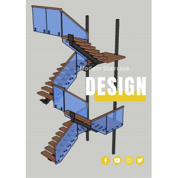 Floating Space Saving Spiral Staircase , Led Wooden Floating Staircase