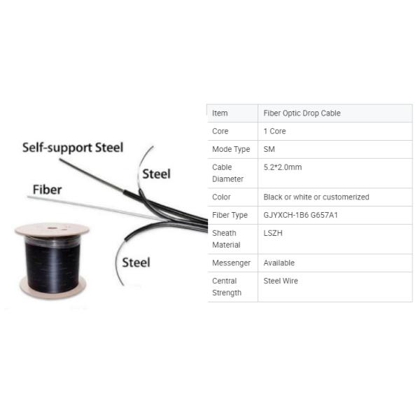 LSZH Self Supporting Figure 8 FTTH Fiber Optic Drop Cable
