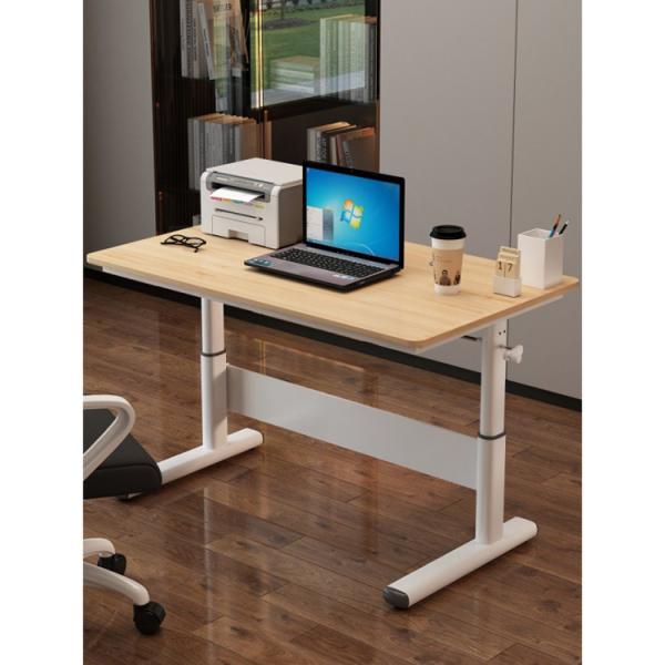 Experience Comfort and Functionality with this Wooden Manual Height Adjustable Desk
