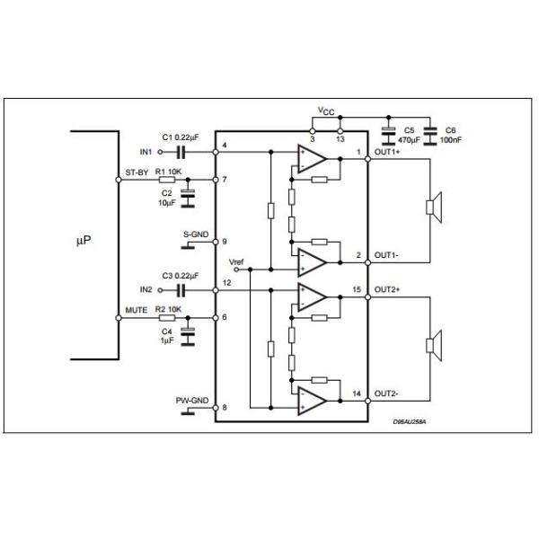 7w+7w Dual Bridge Amplifier Integrated Circuit Chip TDA7266SA