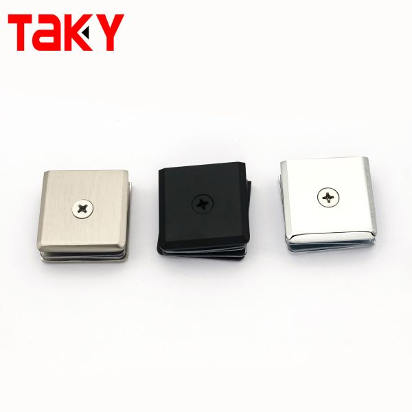 Easy Installation square Bracket Clamp to Glass Clamp d Shape Black Flat Back Glass Clamp Hinge