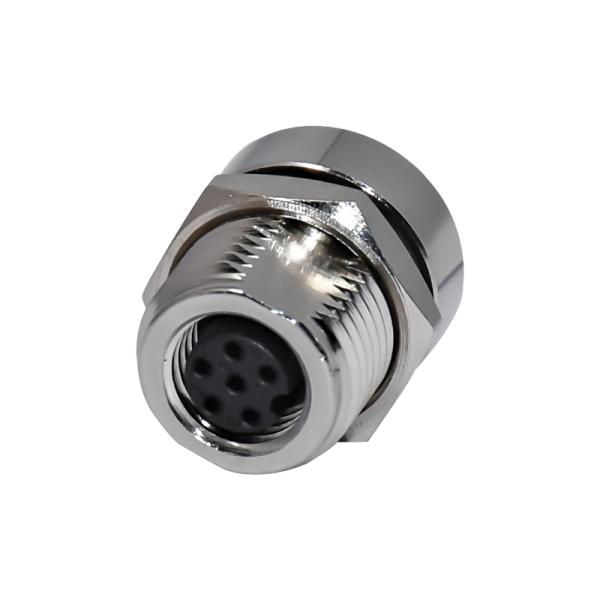 M8 Auto Female 6pins Front Cricular Screw Panel Mount Connector IP67 Socket