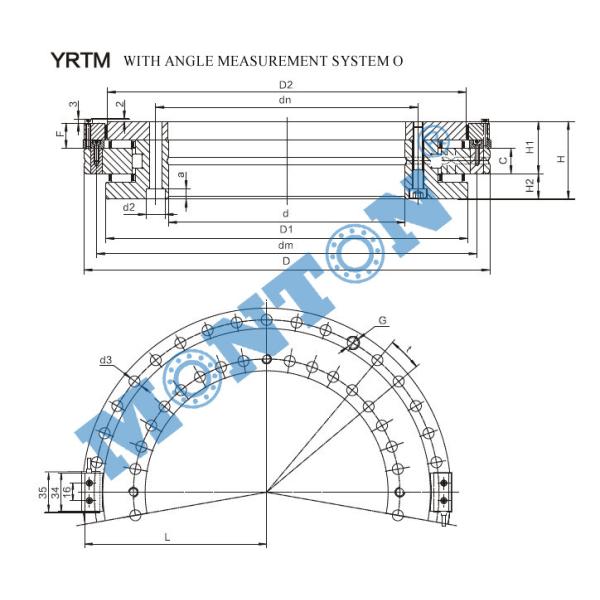 YRTM180 axial and radial bearing yrtm with angle measuring system