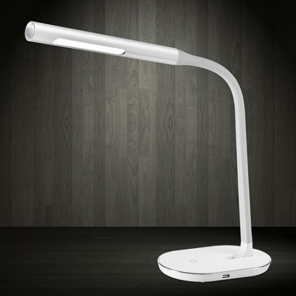 Adjustable Wireless LED Table Lamp With USB Charging Port Touch Control Brightness