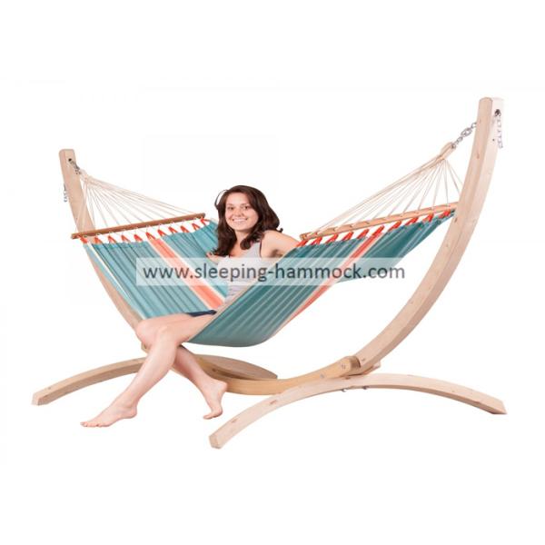 12 Foot Solid Single Wooden Curved Arc Hammock With Hooks Chains Two Person Free Standing