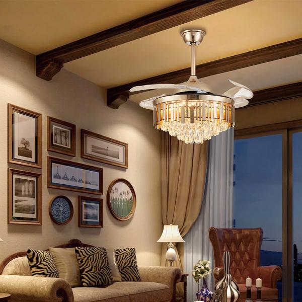 52In Bladeless Led Ceiling Fan Light With Retractable Blades