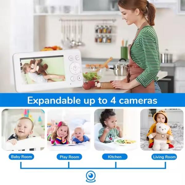 4.3 Inch 2 Way Baby Monitor Audio PTZ Camera Lullabies Digital Wireless Baby Foon