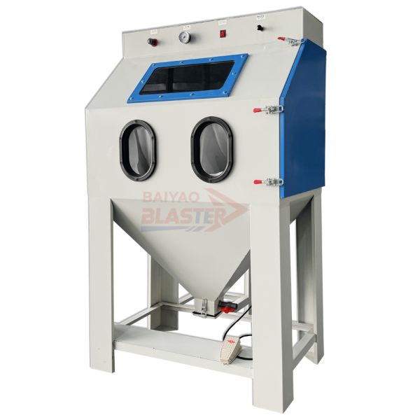 Close-up of sand blasting cabinet construction