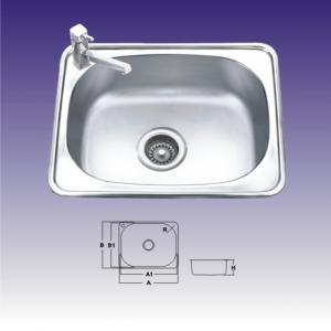 China 1 Bowl Polished Stainless Steel Kitchen Sink With Faucet 550 X 400mm on sale