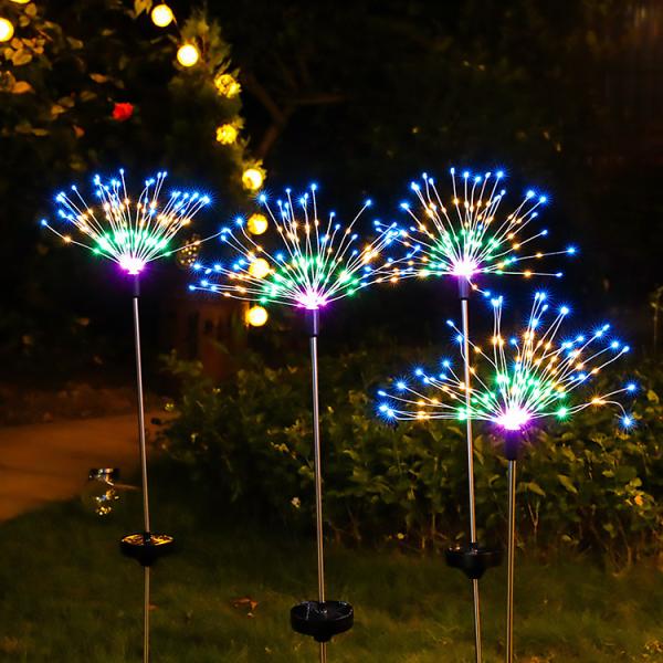Outdoor LED Holiday Lights Copper Wires String DIY Landscape Solar Firework Light