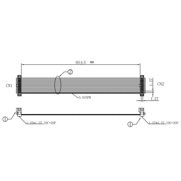 1.27 Mm Pitch IDC Flat Ribbon Cable Assembly 20 - 2000mm Length Customized
