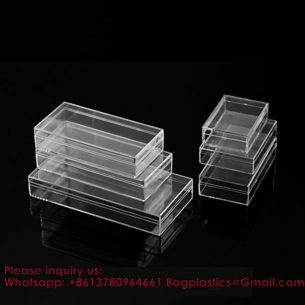 Acrylic Box Plastic Square Cube Clear PS Plastic Hinged Container Component Storage Box Food Storage, Gift Organizer, Component Containers Tool Boxes