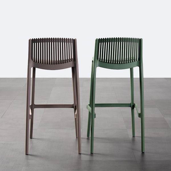 Modern Design Stackable Lightweight Restaurant Chairs Counter Height Backrest Chair PP Bar Stools for Balcony Backyard Outdoor