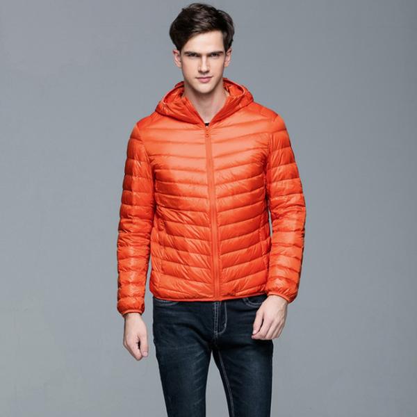 new style small quantity solid color nylon/polyester winter mix size slim fit men goose feather jacket