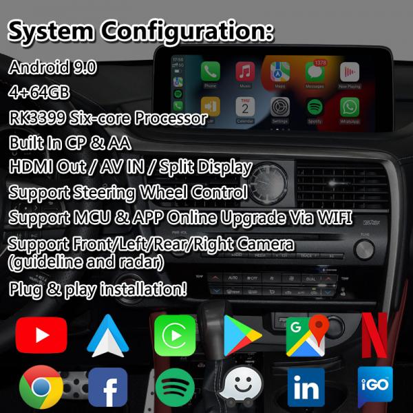 Lsailt Android Carplay Video Interface for Lexus RX 300 350 350L 450h 450hL F Sport 2019-2022
