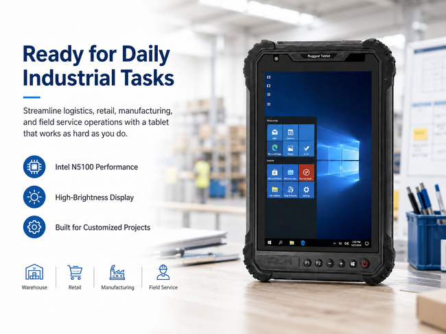 Intel Core i5 Rugged Tablet 8 Inch for Industrial Control Data Entry and Mobile Reports
