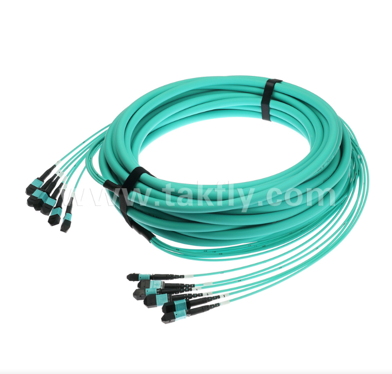 72-Core MPO/PC Trunk Patch Cord – OM3 Multimode, 6×MPO Input to 6×MPO Output, Low Insertion Loss, for High-Density Data Center & 40G/100G SR4/SR10