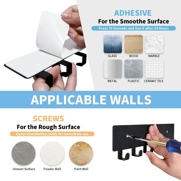 0.67x0.62x0.46 Size Key Hooks for Wall Mount 6 Metal Hooks Hallway Organizer