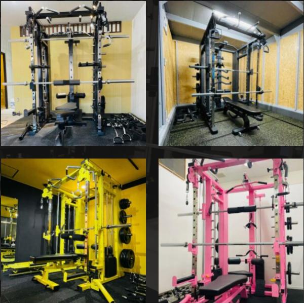 Multi-Functional Smith Machine with 3 Weight Stacks (80KG*3) - Durable Adjustable Barbell Squat Rack for Unisex Fitness Training
