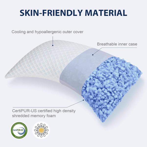 Christmas Pattern Queen 2 Pack Shredded Memory Foam Pillows for Side and Back Sleeper