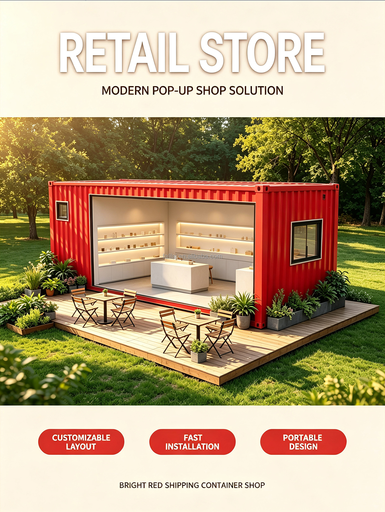 Prefab Container Shop Casa 20ft Tiny Modular Fast Installation Store Detachable Container Houses Flat Pack Container House