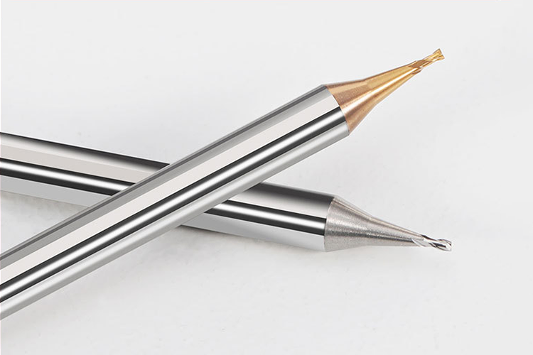 2-flute Tungsten Carbide End Mill with Micro Diameter and 60° Flat Cutting Edge for Steel and Aluminum