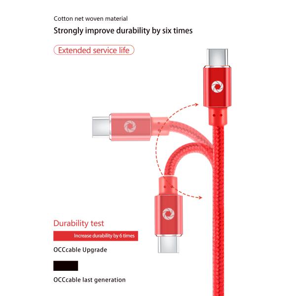 480Mbps Nylon 3A Usb C To Usb Cable 3FT Red Color PS5 Data Support
