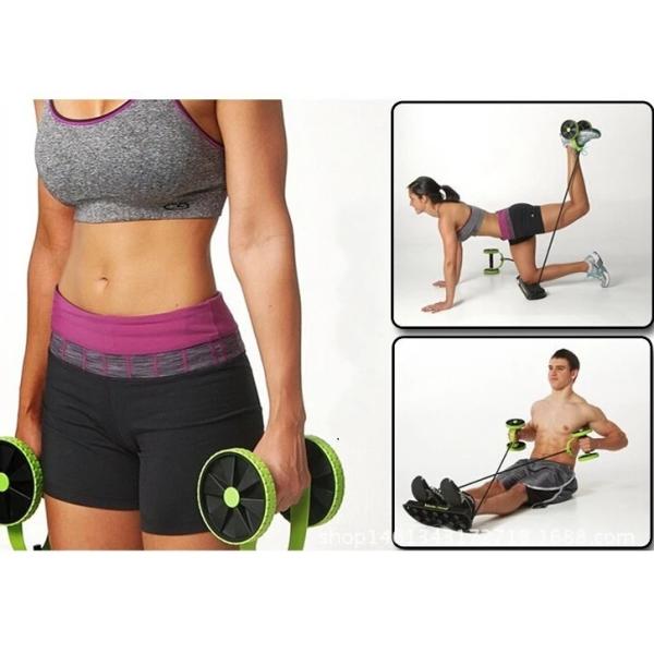 Multifunctional Tension Rope Double Wheel Ab Roller Leg Exercise Wheel High ElasticTube