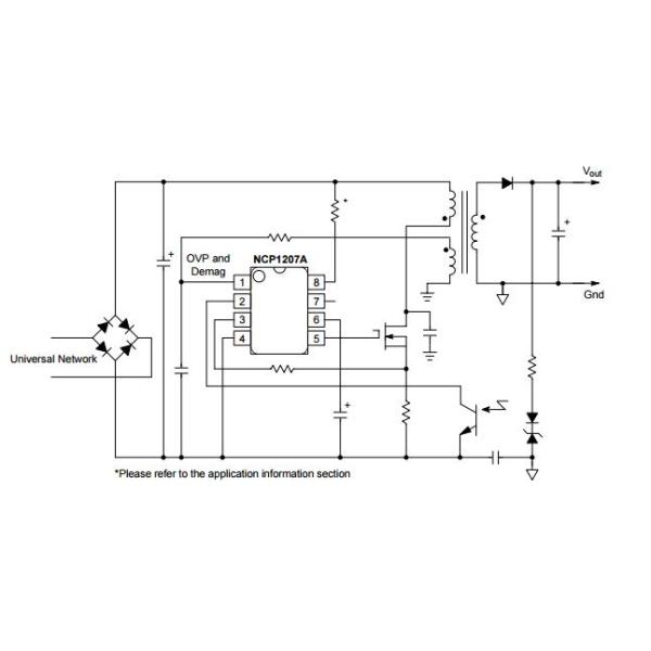 NCP1207ADR2G Integrated Circuit Chip PWM Current-Mode Controller for Free Running Quasi-Resonant Operation