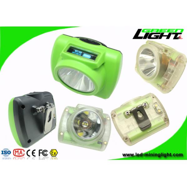 15000 Lux Mining Cap Lights PC ABS Material OLED Screen With Transparent Body