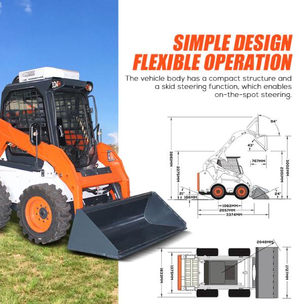 Mini Front Skid Steer Loader Quick Attachment Change Snow Removal Factory Direct Sale