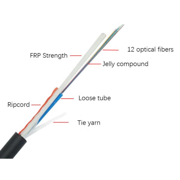 12 Core ASU Fiber Optic Cable FRP Strength Member 120M Span