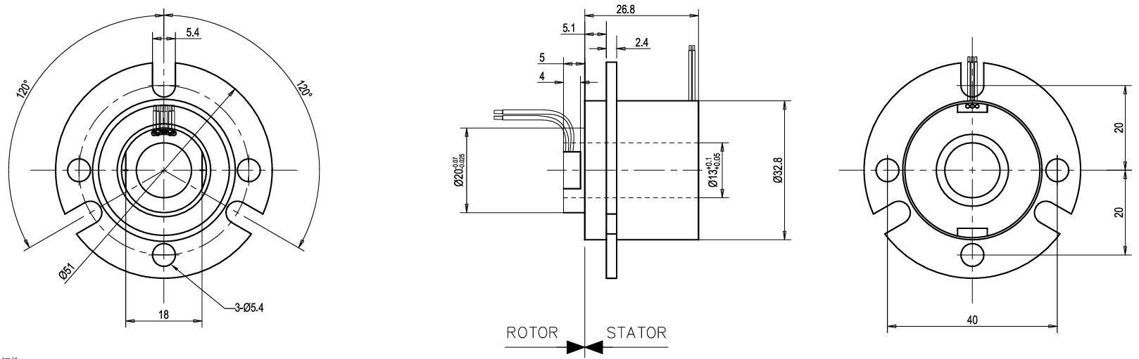 6 Channel Slip Ring for 365 ℉with Flange