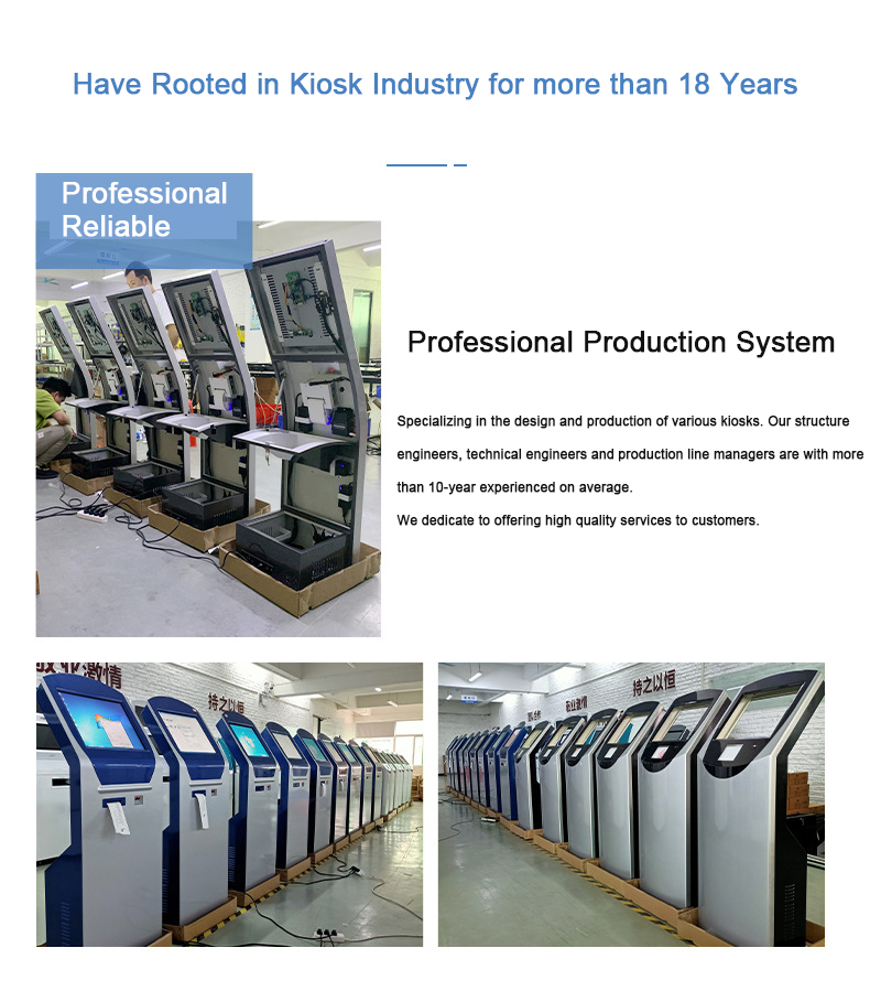 MJK Electronic Indoor Queue Management System Touch Kiosk with Ticket Dispenser for Bank Equipment