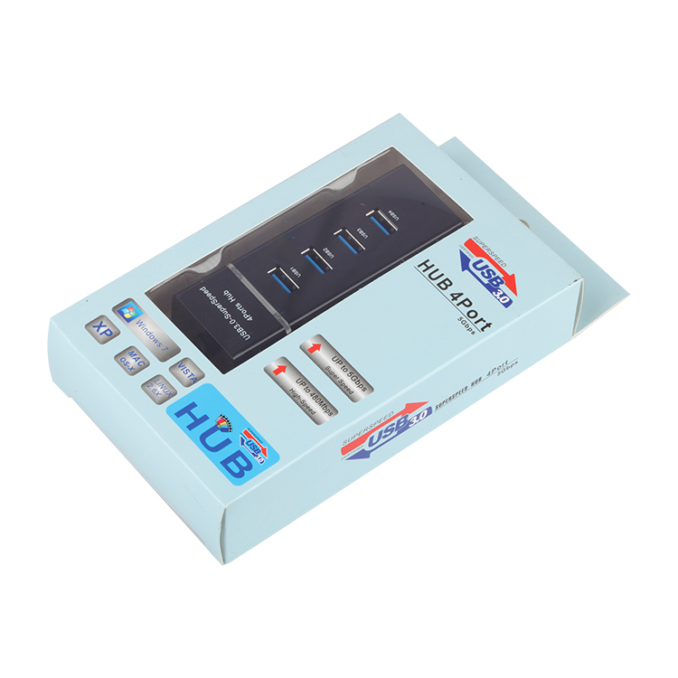 Black White 5Gbps Usb 3.0 Multi Port Hub Splitter Adapter