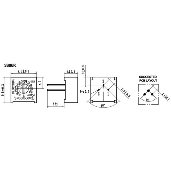 10% Trimmer Potentiometer 104 Trimpot 3386 Series Customized