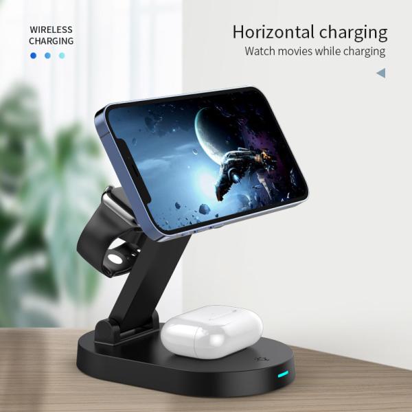 Folding Magnetic 15W Multi Function Wireless Charger For Apple Watch