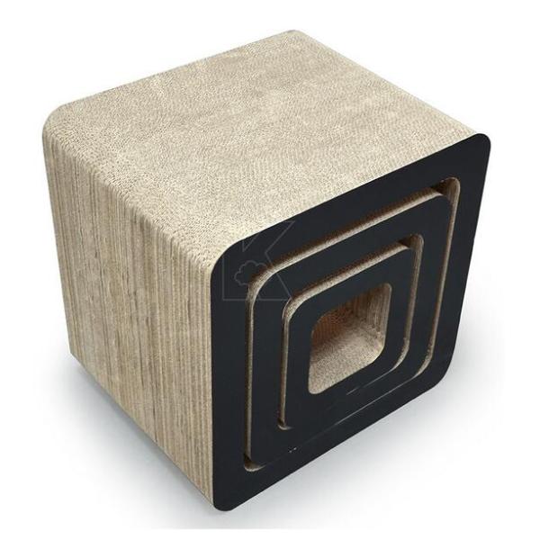Solid Corner Cat Scratcher , Cardboard Cat Scratcher Cube Enclosing Catnip