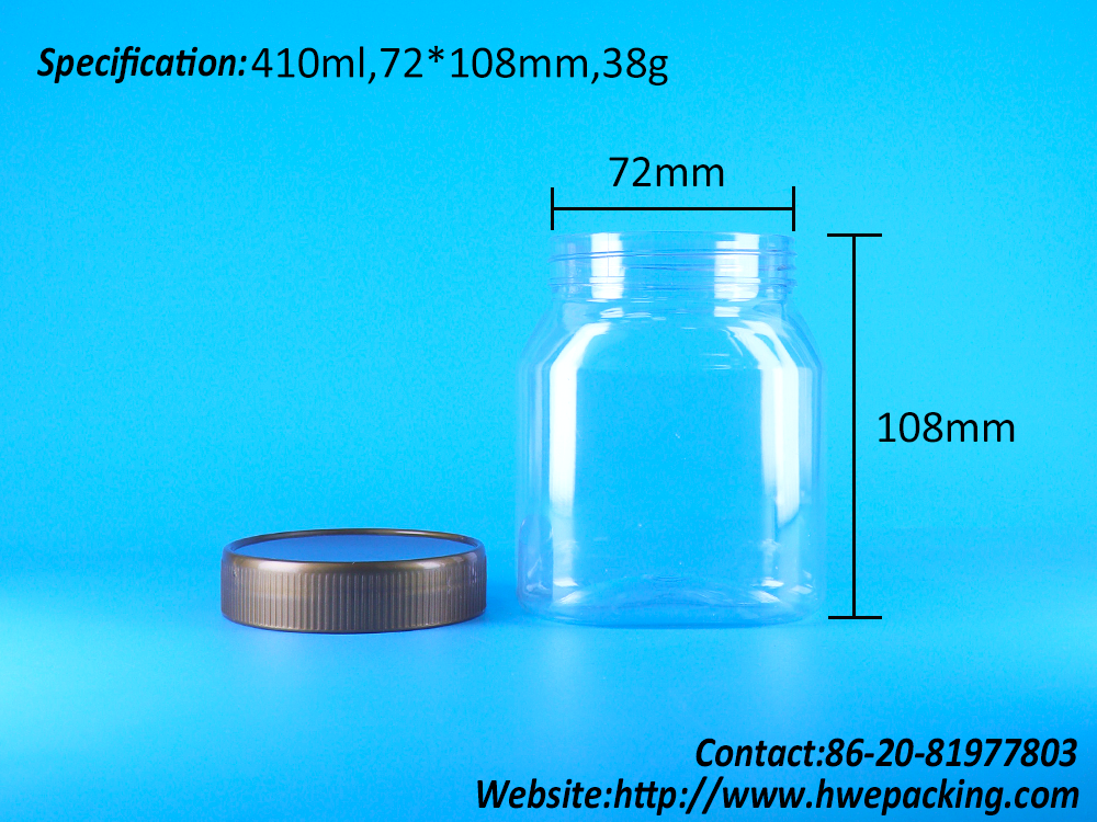 Small PET Clear Empty Airtight Plastic Candy Nuts Food Packing Jars Screw Caps