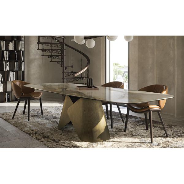 Luxurious And Practical Ceramic Marble Top Dining Table For Dining Room