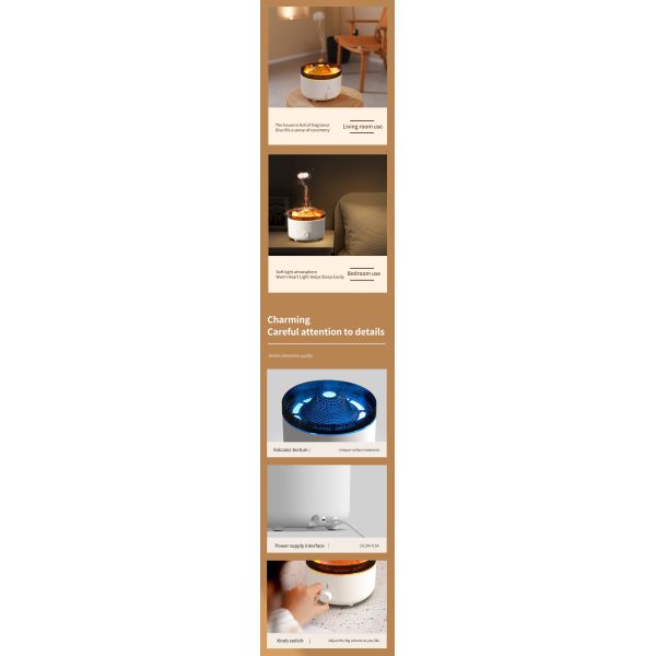 Ultrasonic Flame Light Fragrance Diffuser with LED 560ml Large Capacity Portable Home Humidifier & Air Freshener Type-C Powered