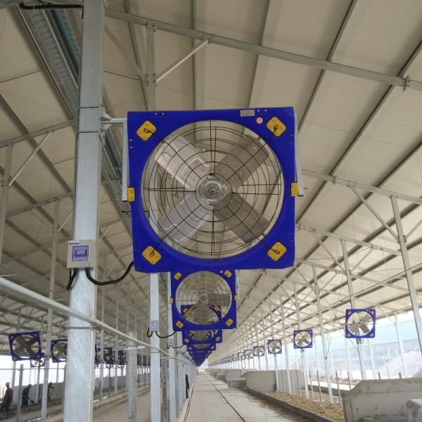 High Strength Double Layer PE Livestock Circulation Fan 38 Blade Diameter 27000m3/h Airflow 410w Input Power