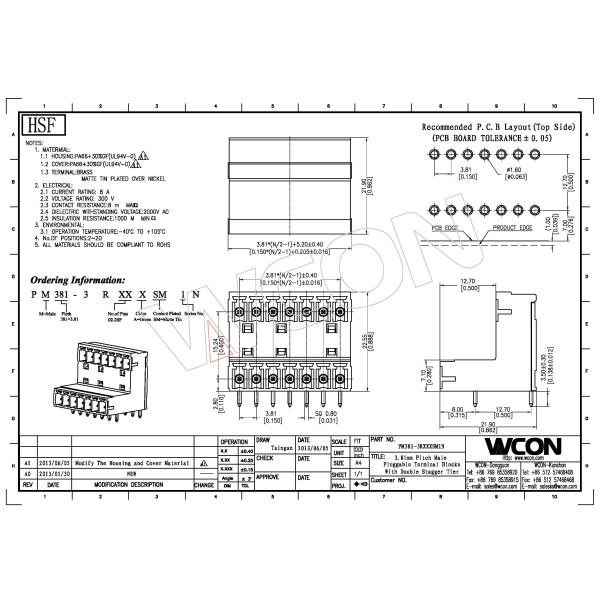 Platform Double Deck Flanged Flanges 3.81 Pluggable Terminal Power Without Ear